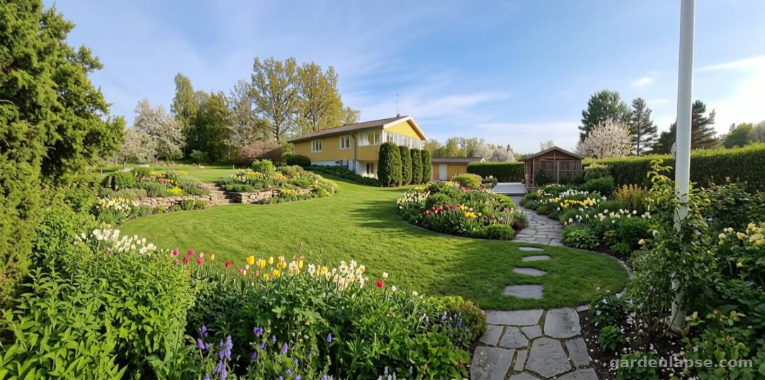 Countryside plot transformed into a romantic flower garden